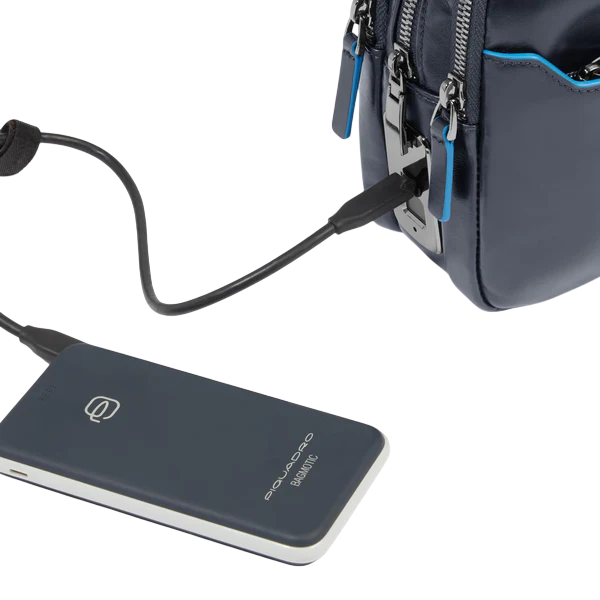PIQUADRO BOLSO DE MANO CON CIERRE HUELLA DIGITAL AZUL