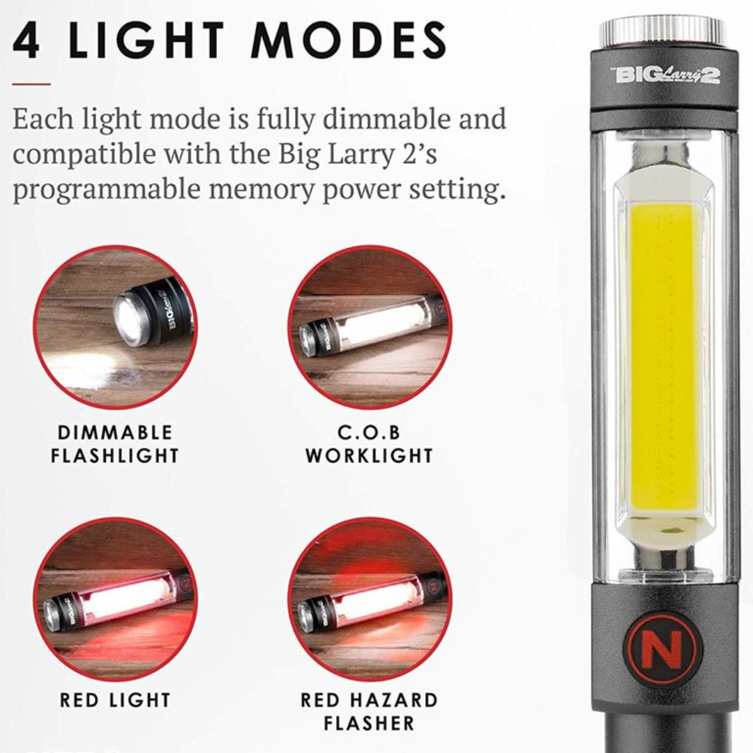 NEBO LINTERNA BIG LARRY 2 DE 500 LÚMENES CON MODO DE LUZ DE PELIGRO ROJA