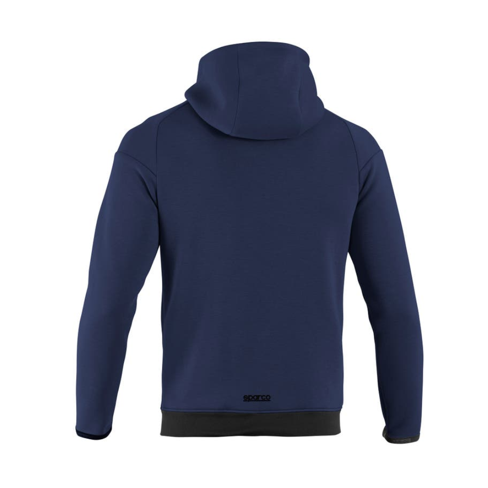 SPARCO POLERA AZUL CON CAPUCHA Y CREMALLERA COMPLETA