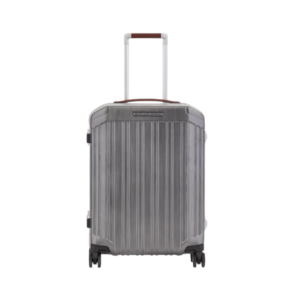 PIQUADRO MALETA DE CABINA 04 RUEDAS CON CIERRE TSA COLOR NEGRO TABACO