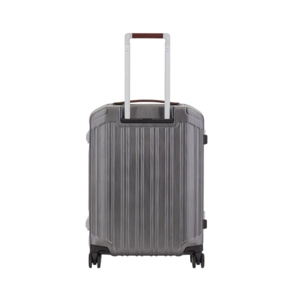 PIQUADRO MALETA DE CABINA 04 RUEDAS CON CIERRE TSA COLOR NEGRO TABACO